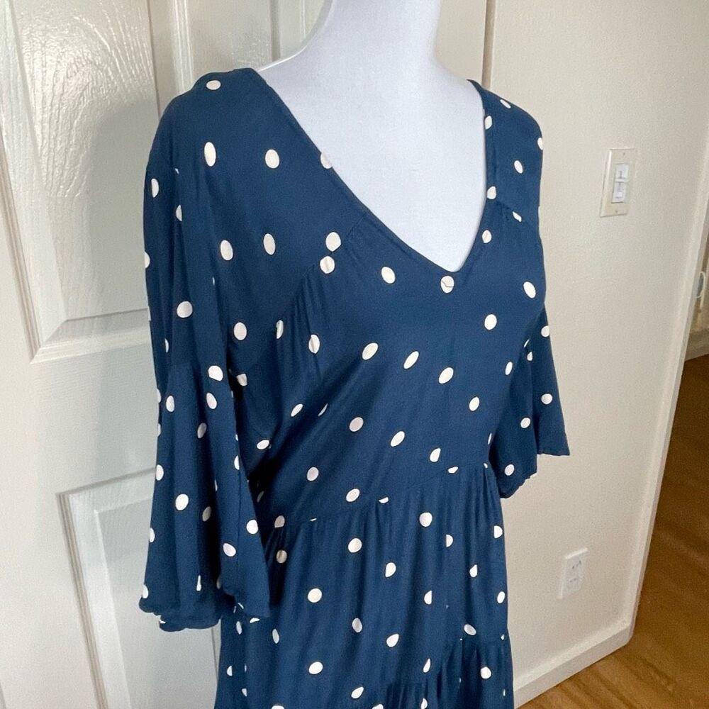 Faithfull The Brand Fresa Dress Ronja Polka Dot Babydoll Dress Blue and White Si - Picture 10 of 13